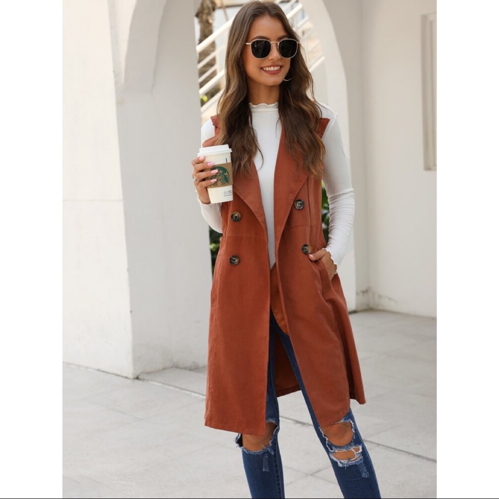 NWOT: Shein Trench Vest in Burnt Orange
